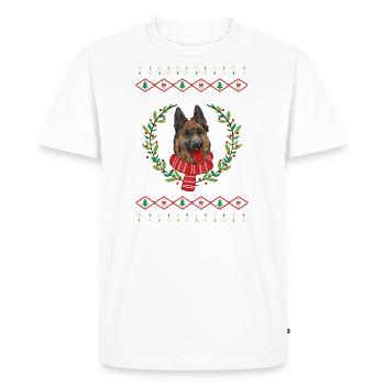 Sauteur de Noël moche berger allemand - T-shirt Premium bio Homme - blanc - Devant - Nico (187cm)