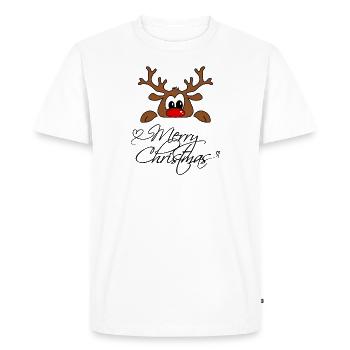 Merry Christmas Rentier Noël Rudolf Schrift - T-shirt Premium bio Homme - blanc - Devant - Nico (187cm)