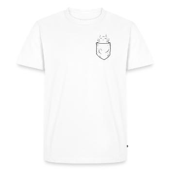 Poche poitrine avec drôle de chatte doigt puant Cat - T-shirt Premium bio Homme - blanc - Devant - Nico (187cm)
