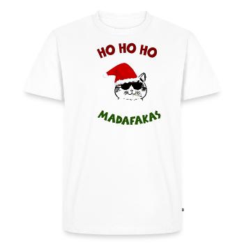 Chat Chat Noël Cool Dicton Idée Cadeau - T-shirt Premium bio Homme - blanc - Devant - Nico (187cm)