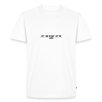 Coordonnées Jaén - T-shirt Premium bio Homme - blanc - Devant - Nico (187cm)