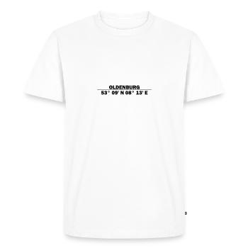 Coordonnées d’Oldenburg - T-shirt Premium bio Homme - blanc - Devant - Nico (187cm)