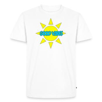 BONNES VIBRATIONS - T-shirt Premium bio Homme - blanc - Devant - Nico (187cm)