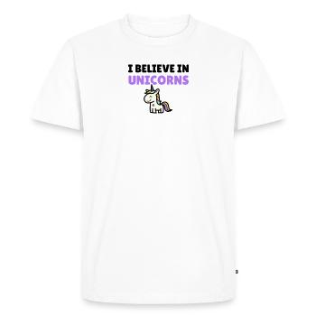 I believe in unicorns - Men's Premium Organic T-Shirt - white - Front - Nico (187cm)