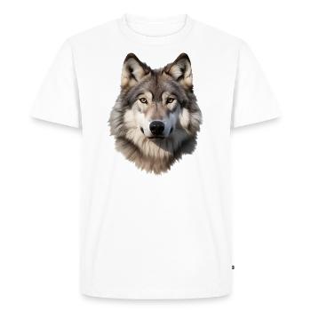 Wolf (white/grey) - Men's Premium Organic T-Shirt - white - Front - Nico (187cm)