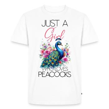 Peacock Flowers Peacock Feather Exotic Colorful Colorful - Men's Premium Organic T-Shirt - white - Front - Nico (187cm)