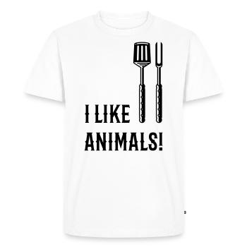J’aime les animaux! (Grill Couverts / Noir) - T-shirt Premium bio Homme - blanc - Devant - Nico (187cm)