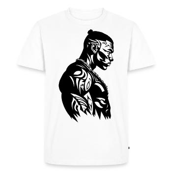 Tribal Boxer / Fighter Logo Tattoo Design - T-shirt Premium bio Homme - blanc - Devant - Nico (187cm)