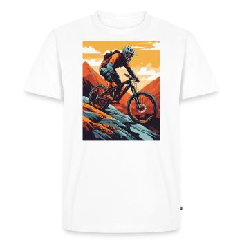 Délices de descente : aventure en vélo de montagne - T-shirt Premium bio Homme - blanc - Devant - Nico (187cm)