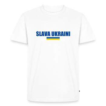 Slava ukraini - T-shirt Premium bio Homme - blanc - Devant - Nico (187cm)