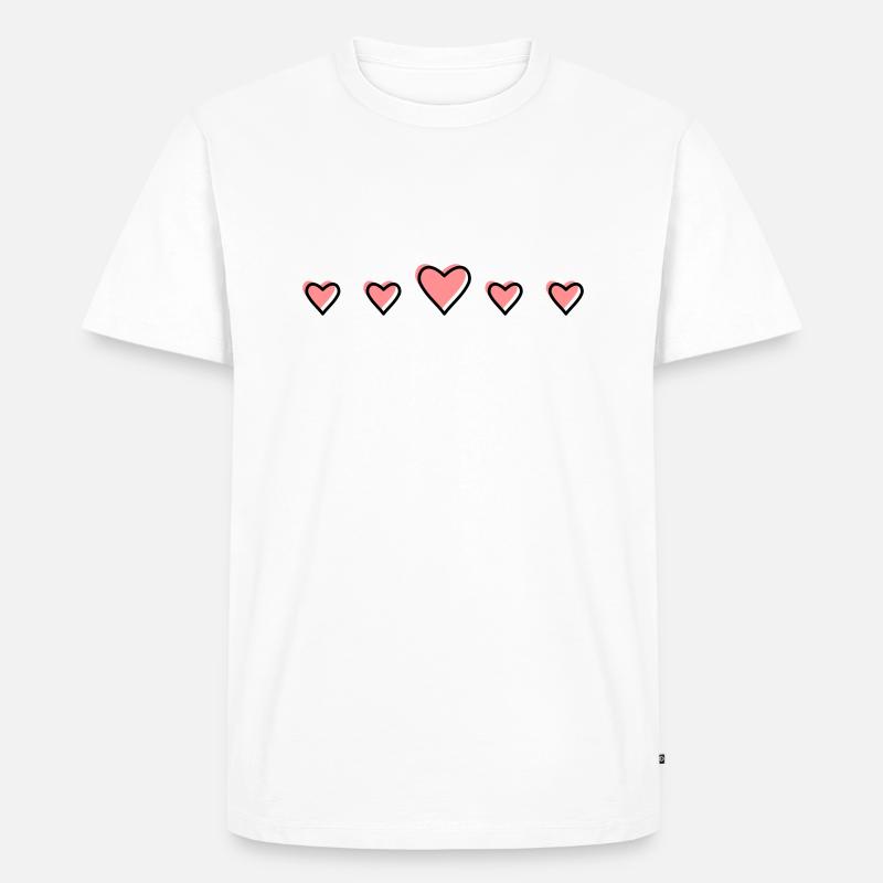 Herzchen in einer Reihe - Männer Premium Bio T-Shirt - Weiß