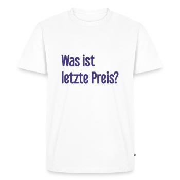 Quel est le dernier prix ? - T-shirt Premium bio Homme - blanc - Devant - Nico (187cm)