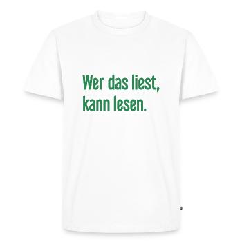 If you read this, you can read. - Men's Premium Organic T-Shirt - white - Front - Nico (187cm)