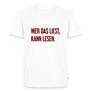 If you read this, you can read. - Men's Premium Organic T-Shirt - white - Front - Nico (187cm)