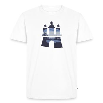 Hamburg Harbor Coat of Arms Blue St.Pauli Landungsbrücken - Men's Premium Organic T-Shirt - white - Front - Nico (187cm)