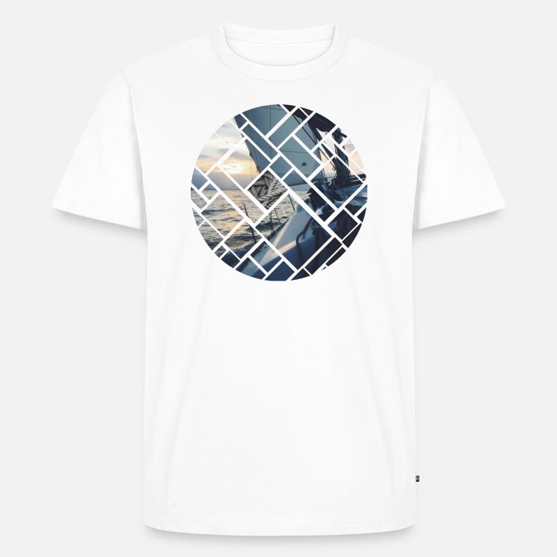 Ocean Sailing Graphic Design - Männer Premium Bio T-Shirt - Weiß