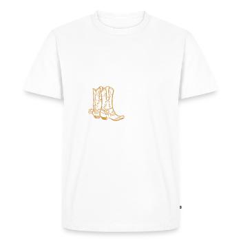Life is better in Boots - Cowboy, , farmer, rodeo - Men's Premium Organic T-Shirt - white - Front - Nico (187cm)
