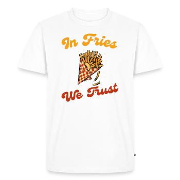 In Fries We Trust, Fry Fast Food, Boîte à Frites - T-shirt Premium bio Homme - blanc - Devant - Nico (187cm)