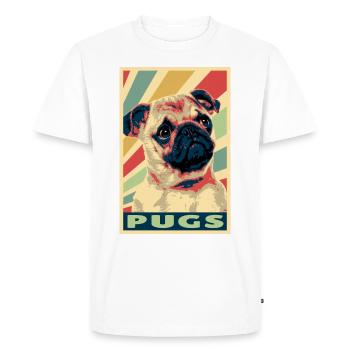 Pugs colores vintage - T-shirt Premium bio Homme - blanc - Devant - Nico (187cm)