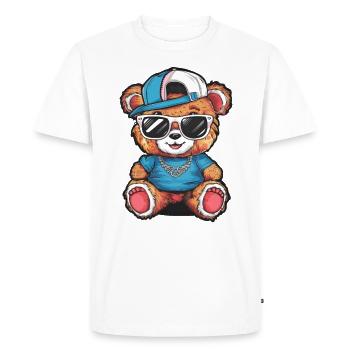 Cool Kawaii Teddy Bear with Sunglasses - Men's Premium Organic T-Shirt - white - Front - Nico (187cm)