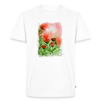 Poppies Watercolor - Men's Premium Organic T-Shirt - white - Front - Nico (187cm)