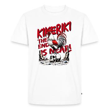 KIKERIKI – Das Ende ist nah! - Männer Premium Bio T-Shirt - Weiß - Vorne - Nico (187cm)