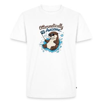 Cool comme une loutre – Funny Otter - T-shirt Premium bio Homme - blanc - Devant - Nico (187cm)