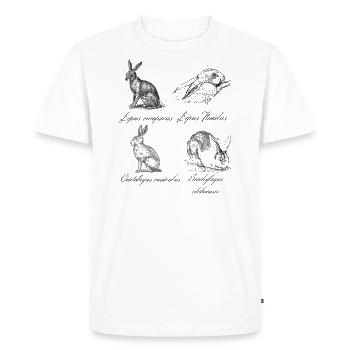 Lapins vintage feldhase hare rabbit - T-shirt Premium bio Homme - blanc - Devant - Nico (187cm)