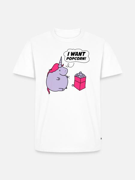 unicorn_want_popcorn_002 - T-shirt Premium bio Homme - blanc
