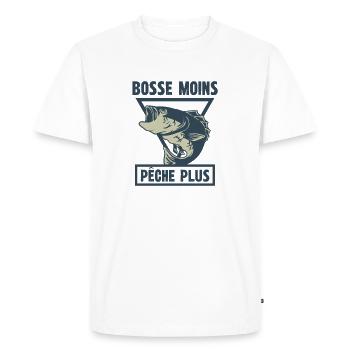 bosse moins pêche plus - T-shirt Premium bio Homme - blanc - Devant - Nico (187cm)