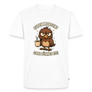 Good Morning Very Thin Saying Bird Coffee - Men's Premium Organic T-Shirt - white - Front - Nico (187cm)