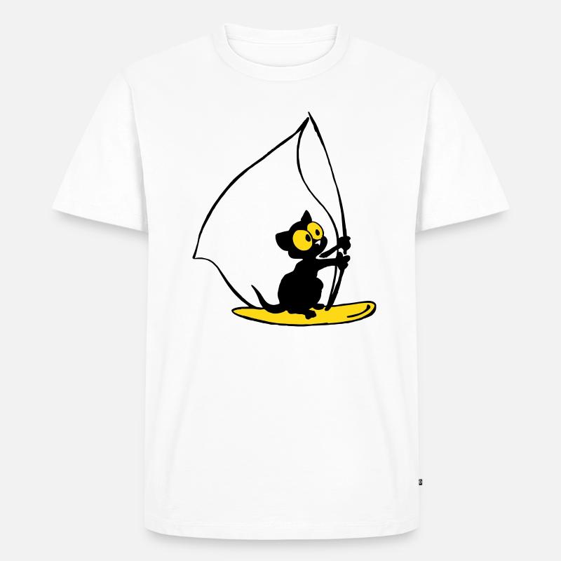 Georgie Kätzchen segelt - Männer Premium Bio T-Shirt - Weiß