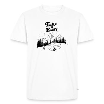 Allez-y doucement - Caravan Mountains Nature - T-shirt Premium bio Homme - blanc - Devant - Nico (187cm)
