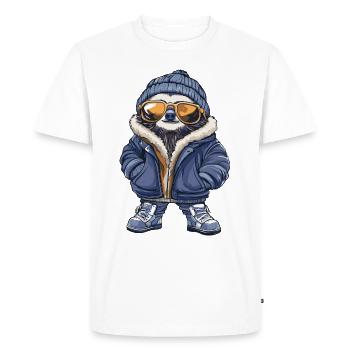 Sloth Cool Comic - Men's Premium Organic T-Shirt - white - Front - Nico (187cm)