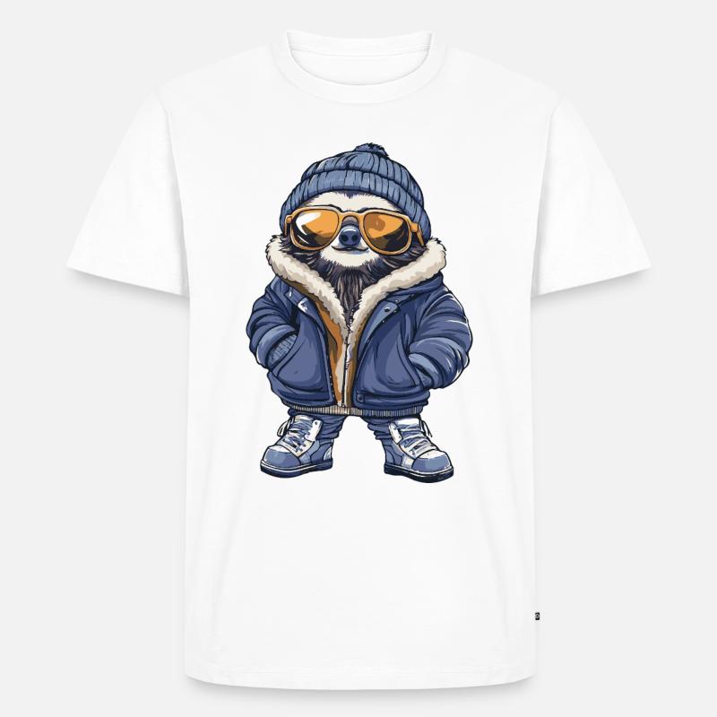 Faultier Cool Comic - Männer Premium Bio T-Shirt - Weiß