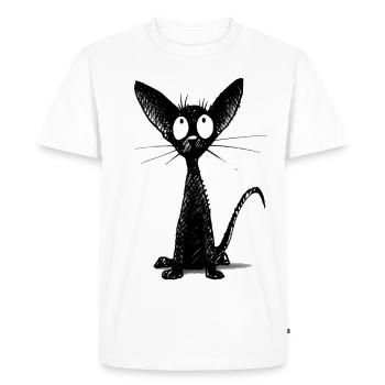 Funny Little Cute Black Cat - Men's Premium Organic T-Shirt - white - Front - Nico (187cm)