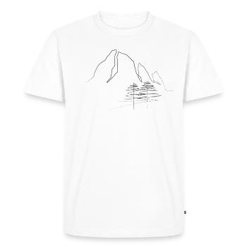 Hiking and Mountain Motif - One Line Art - Men's Premium Organic T-Shirt - white - Front - Nico (187cm)