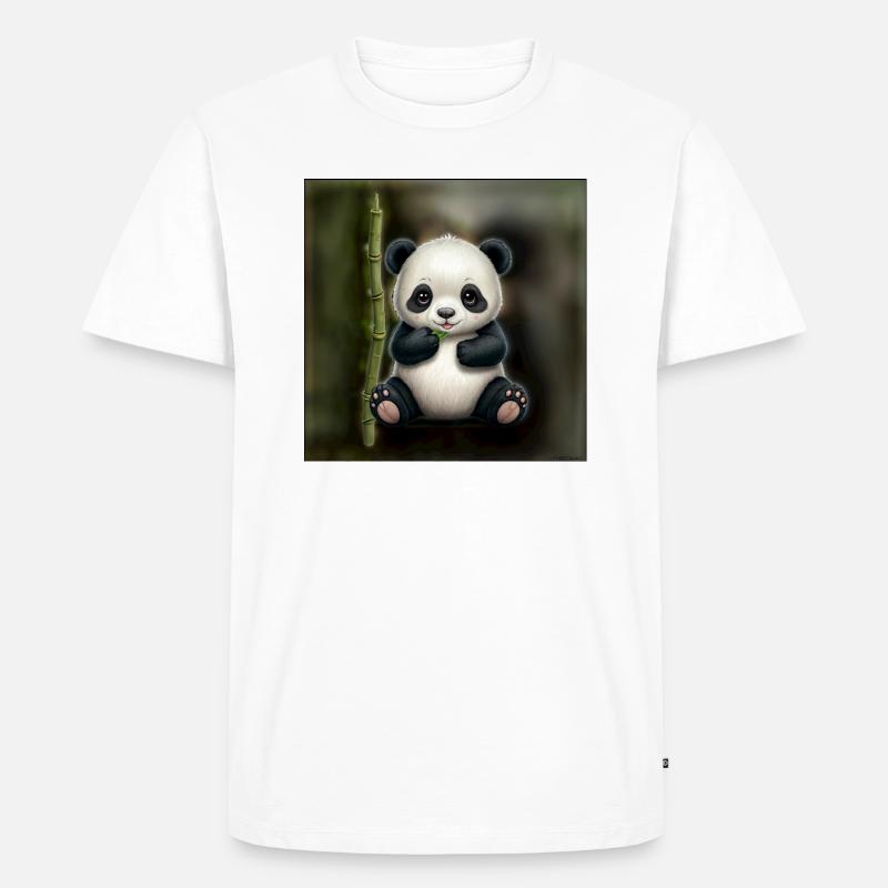 Süßer Panda mit Bambus - Männer Premium Bio T-Shirt - Weiß