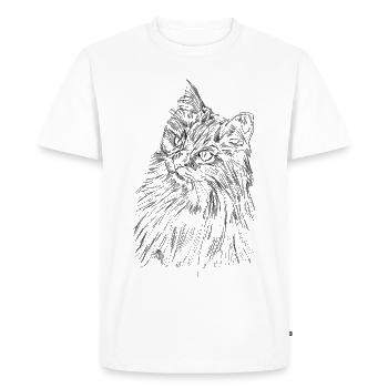 Visage de chat doux - T-shirt Premium bio Homme - blanc - Devant - Nico (187cm)