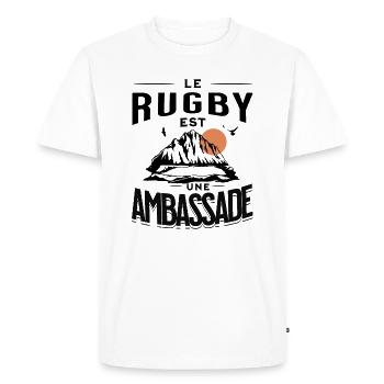 le rugby est une ambassade - T-shirt Premium bio Homme - blanc - Devant - Nico (187cm)