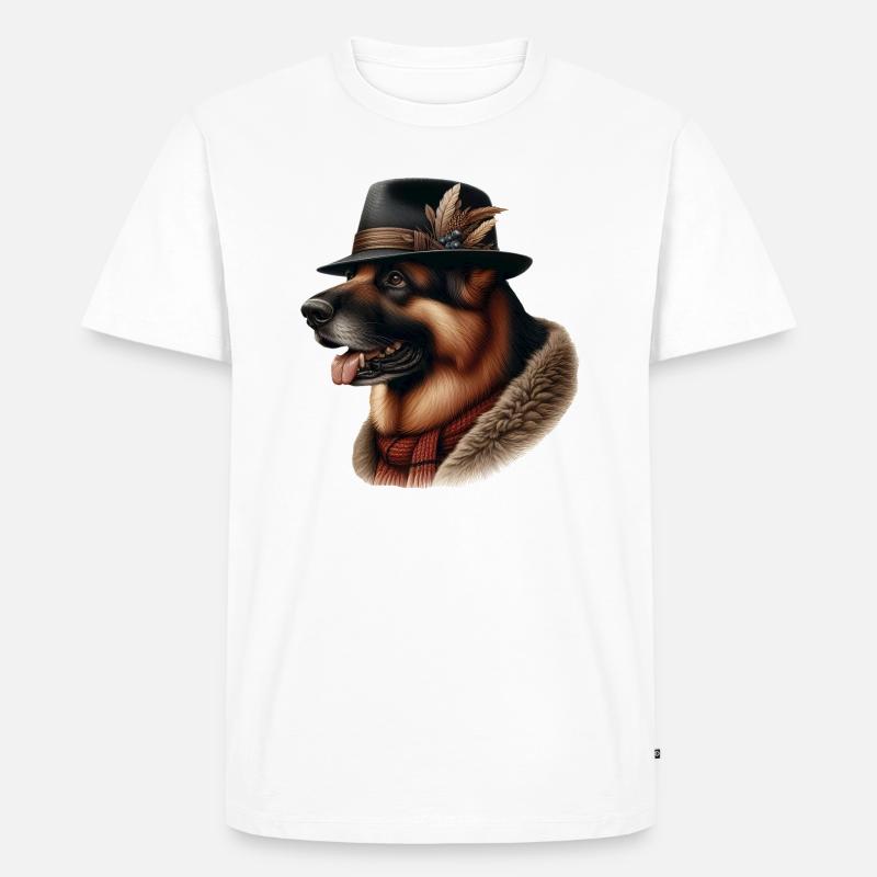 Deutscher Schäferhund Kunst - Männer Premium Bio T-Shirt - Weiß