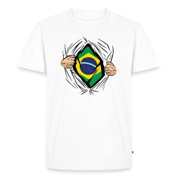 Brazil Flag Brazilian Flag South America - Men's Premium Organic T-Shirt - white - Front - Nico (187cm)