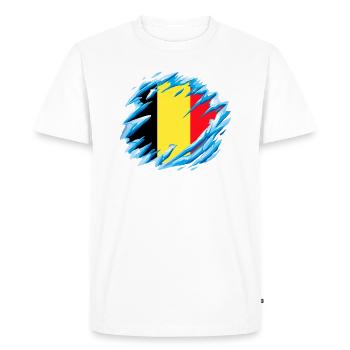 Belgium Flag Vintage Belgian Flag Distressed Look - Men's Premium Organic T-Shirt - white - Front - Nico (187cm)