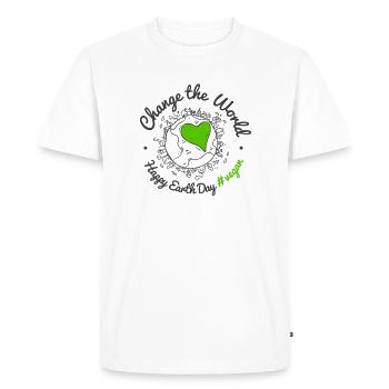 Vegan TShirt "Change the World" (Earth Day) - Men's Premium Organic T-Shirt - white - Front - Nico (187cm)