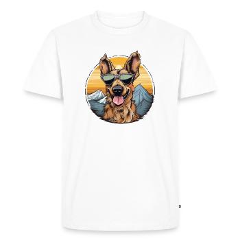 Cool dog with sunglasses - Men's Premium Organic T-Shirt - white - Front - Nico (187cm)