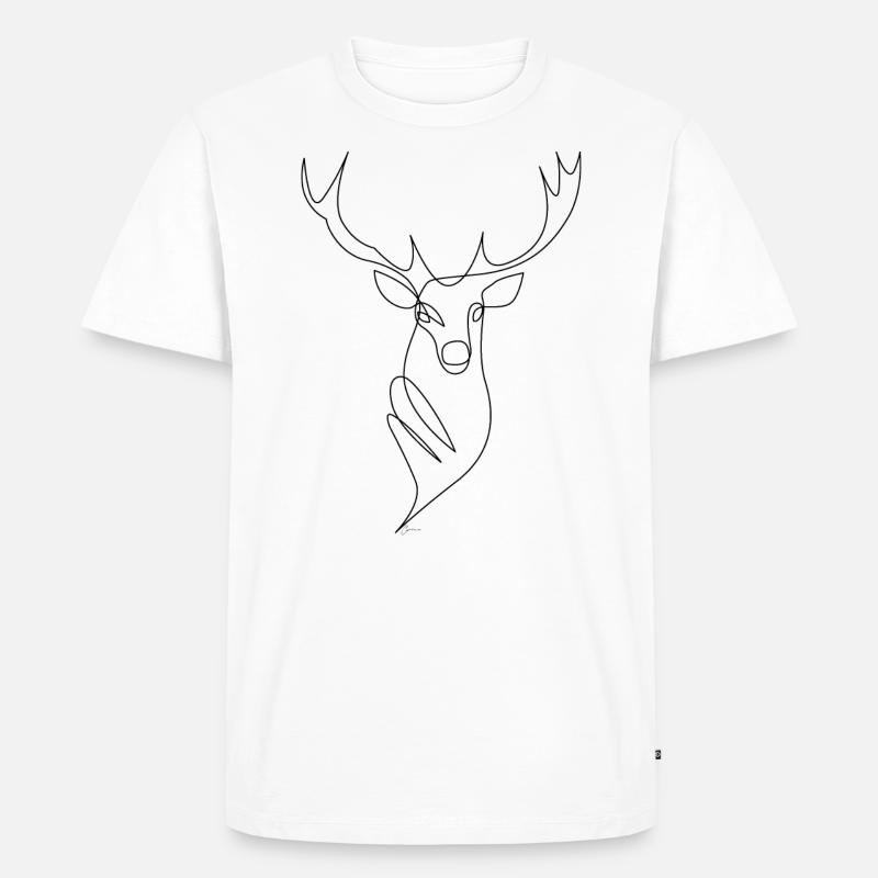 one line drawing Hirsch - Männer Premium Bio T-Shirt - Weiß