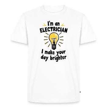 I'm an electrician - I make your day brighter - Men's Premium Organic T-Shirt - white - Front - Nico (187cm)