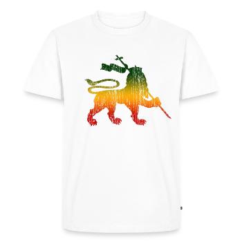 Lion Of Judah - Reggae Afrique Rastafari Jamaica - T-shirt Premium bio Homme - blanc - Devant - Nico (187cm)