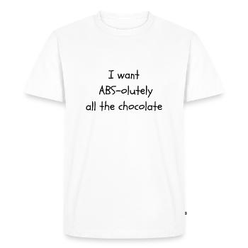 Funny abs & chocolate - Men's Premium Organic T-Shirt - white - Front - Nico (187cm)