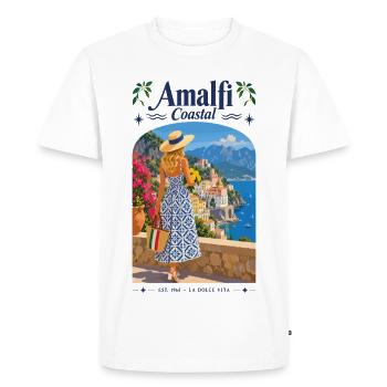 Amalfi Coastal Vue: Robe estivale - T-shirt Premium bio Homme - blanc - Devant - Nico (187cm)